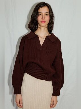 Jaggery London Margo Jumper Sweater Highland Wool Dark Cherry Plum Size 1